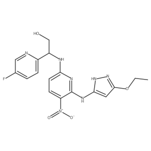 (2R)-2-({6-[(5-Ethoxy-1H-pyrazol-3-yl)amino]-5-nitropyridin-2-yl}amino)-2-(5-fluoropyridin-2-yl)ethanol结构式