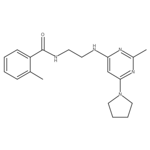2-methyl-N-(2-((2-methyl-6-(pyrrolidin-1-yl)pyrimidin-4-yl)amino)ethyl)benzamide结构式