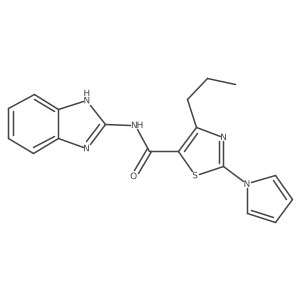 N-(1,3-dihydro-2H-benzimidazol-2-ylidene)-4-propyl-2-(1H-pyrrol-1-yl)-1,3-thiazole-5-carboxamide结构式