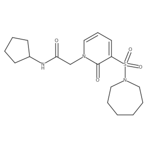 2-(3-(azepan-1-ylsulfonyl)-2-oxopyridin-1(2H)-yl)-N-cyclopentylacetamide结构式