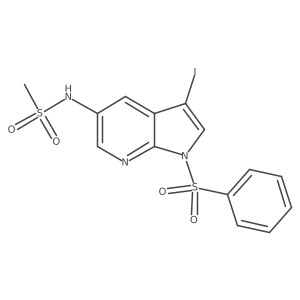 N-(3-iodo-1-(phenylsulfonyl)-1H-pyrrolo[2,3-b]pyridine-5-yl)methanesulfonamide Structure