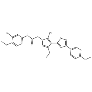 2-[5-amino-4-[3-(4-methoxyphenyl)-1,2,4-oxadiazol-5-yl]-3-(methylsulfanyl)-1H-pyrazol-1-yl]-N~1~-(3-chloro-4-methoxyphenyl)acetamide Structure