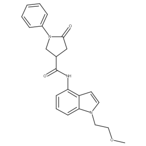 N-[1-(2-methoxyethyl)-1H-indol-4-yl]-5-oxo-1-phenylpyrrolidine-3-carboxamide结构式