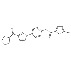 5-chloro-N-(4-(5-(pyrrolidine-1-carbonyl)-2H-tetrazol-2-yl)phenyl)thiophene-2-carboxamide结构式