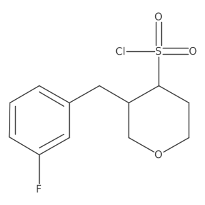 3-(3-fluorobenzyl)tetrahydro-2H-pyran-4-sulfonyl chloride Structure