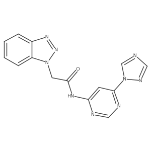 N-(6-(1H-1,2,4-triazol-1-yl)pyrimidin-4-yl)-2-(1H-benzo[d][1,2,3]triazol-1-yl)acetamide Structure