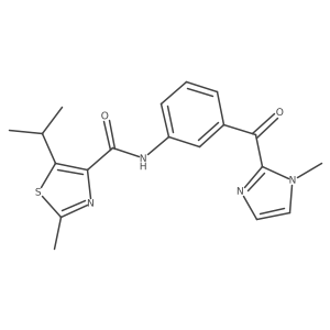 2-methyl-N-{3-[(1-methyl-1H-imidazol-2-yl)carbonyl]phenyl}-5-(propan-2-yl)-1,3-thiazole-4-carboxamide结构式