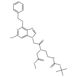 Methyl 2-(2-(2-amino-6-(benzyloxy)-9H-purin-9-yl)-N-(2-((tert-butoxycarbonyl)amino)ethyl)acetamido)acetate Structure