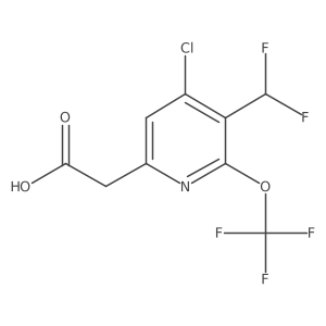 2-(4-Chloro-5-(difluoromethyl)-6-(trifluoromethoxy)pyridin-2-yl)acetic acid Structure