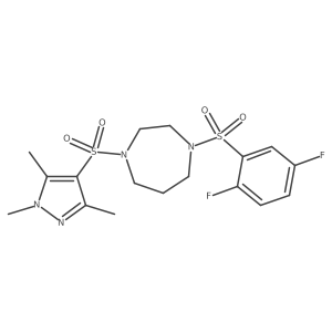 1-((2,5-difluorophenyl)sulfonyl)-4-((1,3,5-trimethyl-1H-pyrazol-4-yl)sulfonyl)-1,4-diazepane结构式
