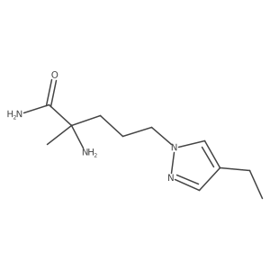 2-amino-5-(4-ethyl-1H-pyrazol-1-yl)-2-methylpentanamide结构式