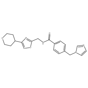 4-((1H-imidazol-1-yl)methyl)-N-((3-(tetrahydro-2H-pyran-4-yl)-1,2,4-oxadiazol-5-yl)methyl)benzamide Structure