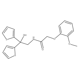N-(2-hydroxy-2,2-di(thiophen-2-yl)ethyl)-2-(2-methoxyphenoxy)acetamide结构式