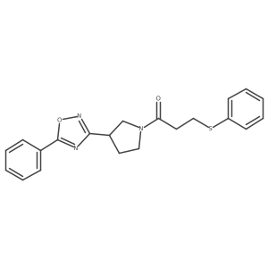 1-(3-(5-Phenyl-1,2,4-oxadiazol-3-yl)pyrrolidin-1-yl)-3-(phenylthio)propan-1-one Structure