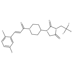 1-{1-[(2E)-3-(2,5-difluorophenyl)prop-2-enoyl]piperidin-4-yl}-3-(2,2,2-trifluoroethyl)imidazolidine-2,4-dione Structure