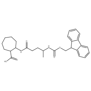 2-[4-({[(9H-fluoren-9-yl)methoxy]carbonyl}amino)pentanamido]cycloheptane-1-carboxylic acid Structure