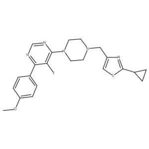 4-{4-[(2-Cyclopropyl-1,3-thiazol-4-yl)methyl]piperazin-1-yl}-5-fluoro-6-(4-methoxyphenyl)pyrimidine Structure