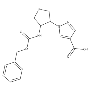 rac-1-[(3R,4S)-4-{[(benzyloxy)carbonyl]amino}oxolan-3-yl]-1H-pyrazole-4-carboxylic acid Structure