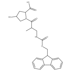 (2R,4R)-1-[3-({[(9H-fluoren-9-yl)methoxy]carbonyl}amino)-2-methylpropanoyl]-4-hydroxypyrrolidine-2-carboxylic acid结构式