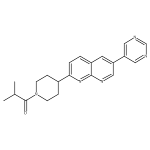 2-Methyl-1-{4-[6-(pyrimidin-5-yl)-1,8-naphthyridin-2-yl]piperidin-1-yl}propan-1-one结构式