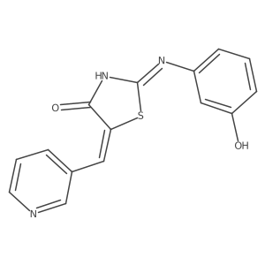 (5Z)-2-(3-hydroxyanilino)-5-(pyridin-3-ylmethylidene)-1,3-thiazol-4-one Structure