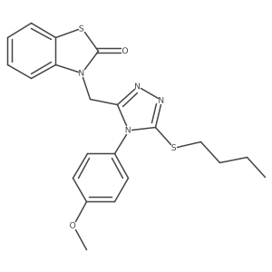 3-((5-(butylthio)-4-(4-methoxyphenyl)-4H-1,2,4-triazol-3-yl)methyl)benzo[d]thiazol-2(3H)-one Structure