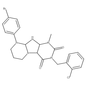 9-(4-bromophenyl)-3-[(2-chlorophenyl)methyl]-1-methyl-6,7,8,9a,10,10a-hexahydro-4aH-purino[7,8-a]pyrimidine-2,4-dione Structure
