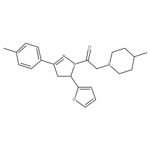 1-(5-(furan-2-yl)-3-(p-tolyl)-4,5-dihydro-1H-pyrazol-1-yl)-2-(4-methylpiperidin-1-yl)ethanone结构式