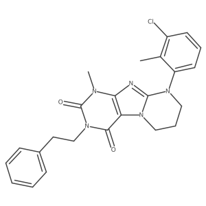 9-(3-chloro-2-methylphenyl)-1-methyl-3-phenethyl-6,7,8,9-tetrahydropyrimido[2,1-f]purine-2,4(1H,3H)-dione结构式