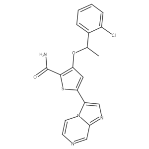 3-(1-(2-Chlorophenyl)ethoxy)-5-(imidazo[1,2-a]pyrazin-3-yl)thiophene-2-carboxamide Structure