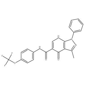 3-methyl-4-oxo-1-phenyl-N-(4-(trifluoromethoxy)phenyl)-4,7-dihydro-1H-pyrazolo[3,4-b]pyridine-5-carboxamide结构式
