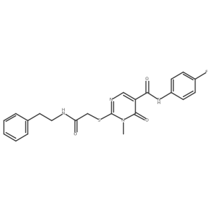 N-(4-fluorophenyl)-1-methyl-6-oxo-2-((2-oxo-2-(phenethylamino)ethyl)thio)-1,6-dihydropyrimidine-5-carboxamide Structure