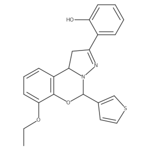 2-(7-ethoxy-5-(thiophen-3-yl)-5,10b-dihydro-1H-benzo[e]pyrazolo[1,5-c][1,3]oxazin-2-yl)phenol Structure