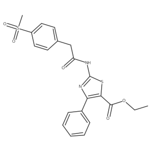 Ethyl 2-(2-(4-(methylsulfonyl)phenyl)acetamido)-4-phenylthiazole-5-carboxylate结构式