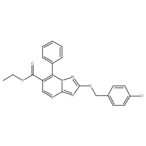 Ethyl 2-[(4-chlorobenzyl)sulfanyl]-7-phenyl[1,2,4]triazolo[1,5-a]pyrimidine-6-carboxylate结构式