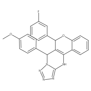 6-(3-fluorophenyl)-7-(4-methoxyphenyl)-7,12-dihydro-6H-chromeno[4,3-d]tetrazolo[1,5-a]pyrimidine结构式