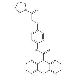 N-(6-((2-oxo-2-(pyrrolidin-1-yl)ethyl)thio)pyridazin-3-yl)-9H-xanthene-9-carboxamide结构式