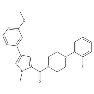 1-(2-fluorophenyl)-4-[3-(3-methoxyphenyl)-1-methyl-1H-pyrazole-5-carbonyl]piperazine结构式