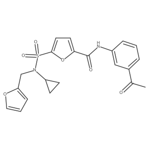 N-(3-acetylphenyl)-5-(N-cyclopropyl-N-(furan-2-ylmethyl)sulfamoyl)furan-2-carboxamide结构式