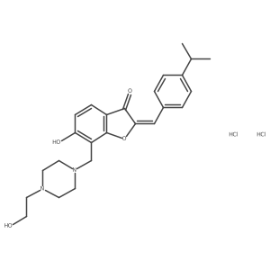 (Z)-6-hydroxy-7-((4-(2-hydroxyethyl)piperazin-1-yl)methyl)-2-(4-isopropylbenzylidene)benzofuran-3(2H)-one dihydrochloride Structure