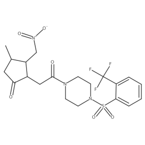 4-Methyl-3-(nitromethyl)-2-(2-oxo-2-{4-[2-(trifluoromethyl)benzenesulfonyl]piperazin-1-yl}ethyl)cyclopentan-1-one结构式