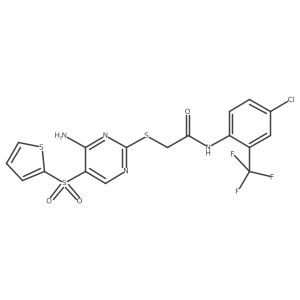 2-((4-amino-5-(thiophen-2-ylsulfonyl)pyrimidin-2-yl)thio)-N-(4-chloro-2-(trifluoromethyl)phenyl)acetamide Structure