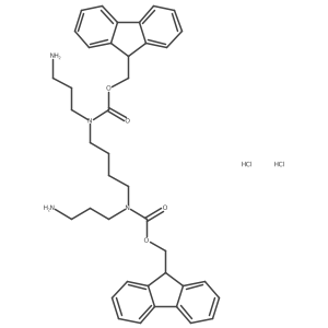 bis((9H-fluoren-9-yl)methyl) butane-1,4-diylbis((3-aminopropyl)carbamate) dihydrochloride结构式