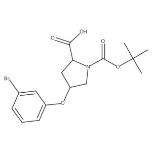 (2S,4S)-4-(3-Bromophenoxy)-1-(tert-butoxycarbonyl)-2-pyrrolidinecarboxylic acid Structure