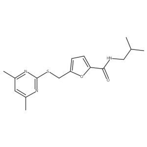 5-{[(4,6-dimethylpyrimidin-2-yl)sulfanyl]methyl}-N-(2-methylpropyl)furan-2-carboxamide结构式