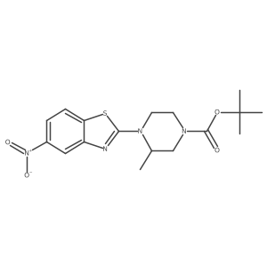 tert-Butyl 3-methyl-4-(5-nitrobenzo[d]thiazol-2-yl)piperazine-1-carboxylate Structure
