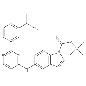 Tert-butyl 5-[[2-[3-(1-aminoethyl)phenyl]pyrimidin-4-yl]amino]-1H-indazole-1-carboxylate Structure