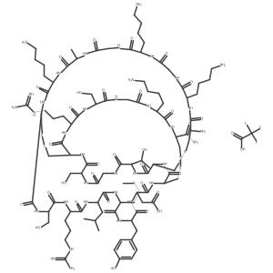L-cysteinyl-L-lysylglycyl-L-lysylglycyl-L-alanyl-L-lysyl-L-cysteinyl-L-seryl-L-arginyl-L-leucyl-L-methionyl-L-tyrosyl-L-alpha-aspartyl-L-cysteinyl-L-cysteinyl-L-threonylglycyl-L-seryl-L-cysteinyl-L-arginyl-L-serylglycyl-L-lysyl-L-cysteinamide,cyclic(1-->16),(8-->20),(15-->25)-tris(disulfide),trifluoroacetatesalt结构式