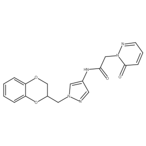 N-(1-((2,3-dihydrobenzo[b][1,4]dioxin-2-yl)methyl)-1H-pyrazol-4-yl)-2-(6-oxopyridazin-1(6H)-yl)acetamide结构式