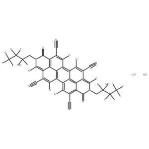 Sodium 5,6,12,13-tetrachloro-4,7,11,14-tetracyano-2,9-bis(2,2,3,3,4,4,4-heptafluorobutyl)-3,10-dioxo-2,3,9,10-tetrahydroanthra[2,1,9-def:6,5,10-d'e'f']diisoquinoline-1,8-bis(olate) dihydrate结构式